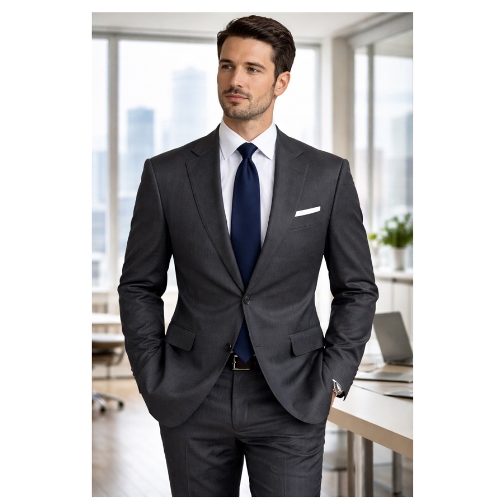 Calvin Klein Men's Solid Navy Blue Silk Necktie